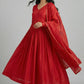 Elegant Chanderi Cotton Anarkali Gown Set with Dupatta and Bottom