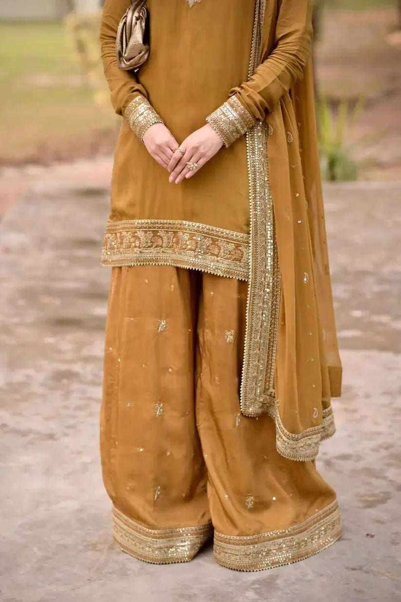 Elegant Chanderi Embroidered Kurta Plazo Dupatta Set for Festive, Formal and Occasion Wear