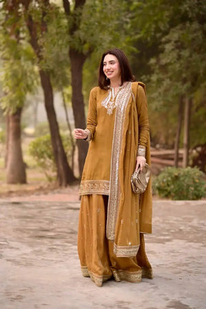 Elegant Chanderi Embroidered Kurta Plazo Dupatta Set for Festive, Formal and Occasion Wear