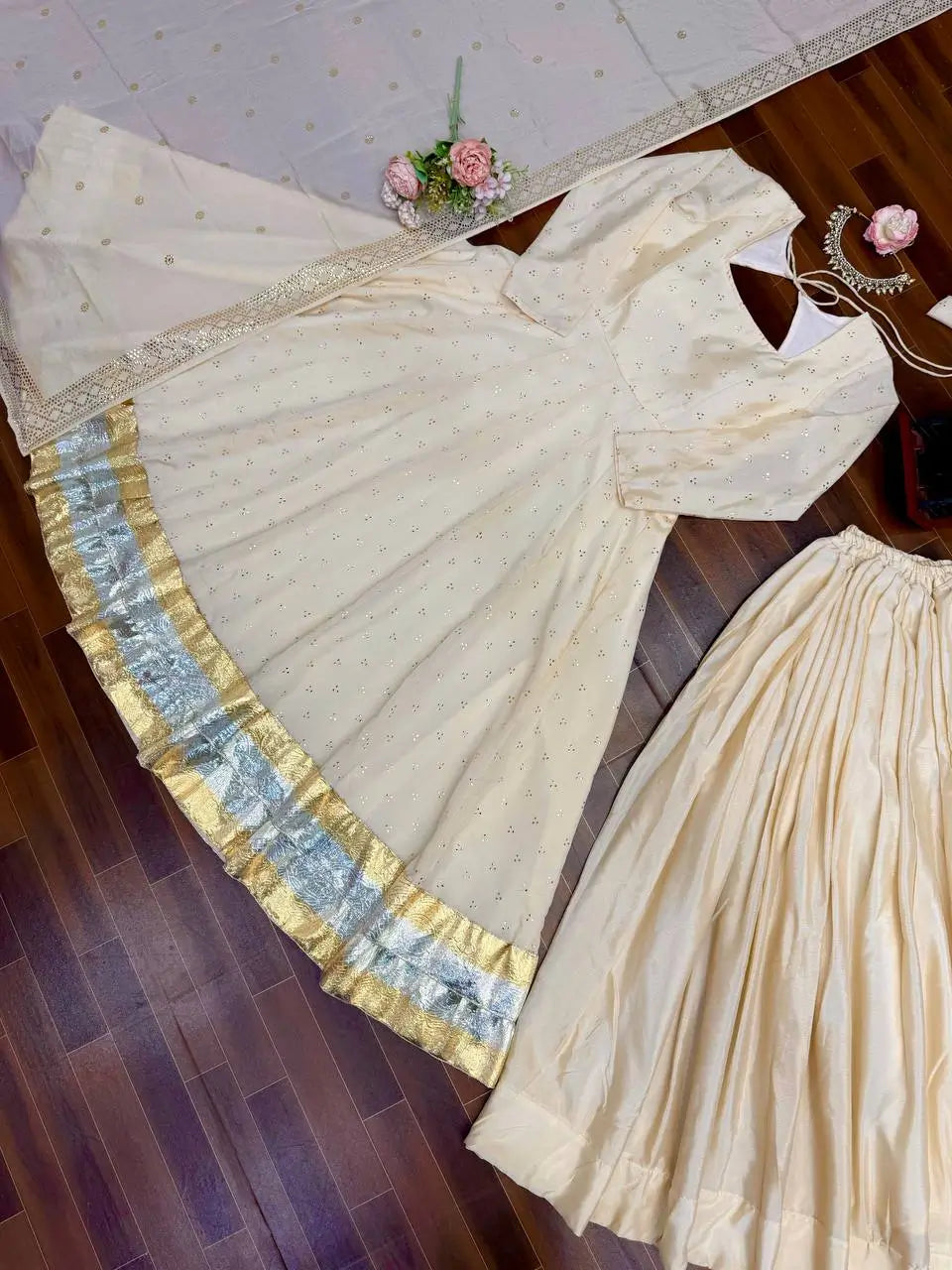 Elegant Chinnon Silk Gown Set