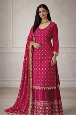 Elegant Chinnon Silk Sharara Suit for Festive and Wedding Wear