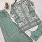 Elegant Chinon Embroidered Top Sharara Set with Lace & Latkan Detail