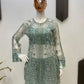 Elegant Chinon Embroidered Top Sharara Set with Lace & Latkan Detail