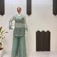 Elegant Chinon Embroidered Top Sharara Set with Lace & Latkan Detail