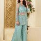 Elegant Chinon Embroidered Top Sharara Set with Lace & Latkan Detail