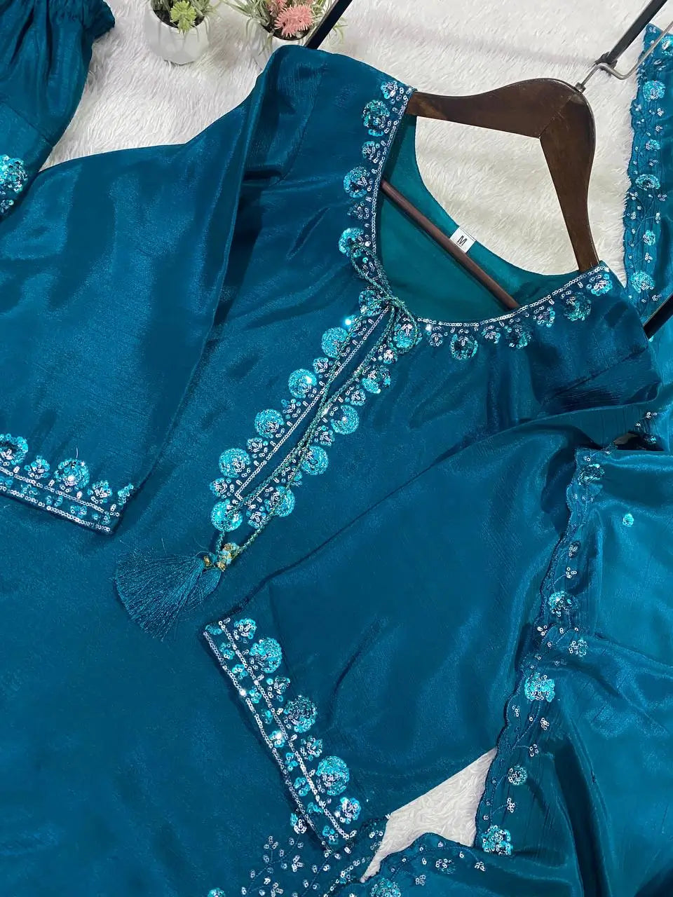 Elegant Chinon Farshi Suit Set for Festive and Wedding Wear