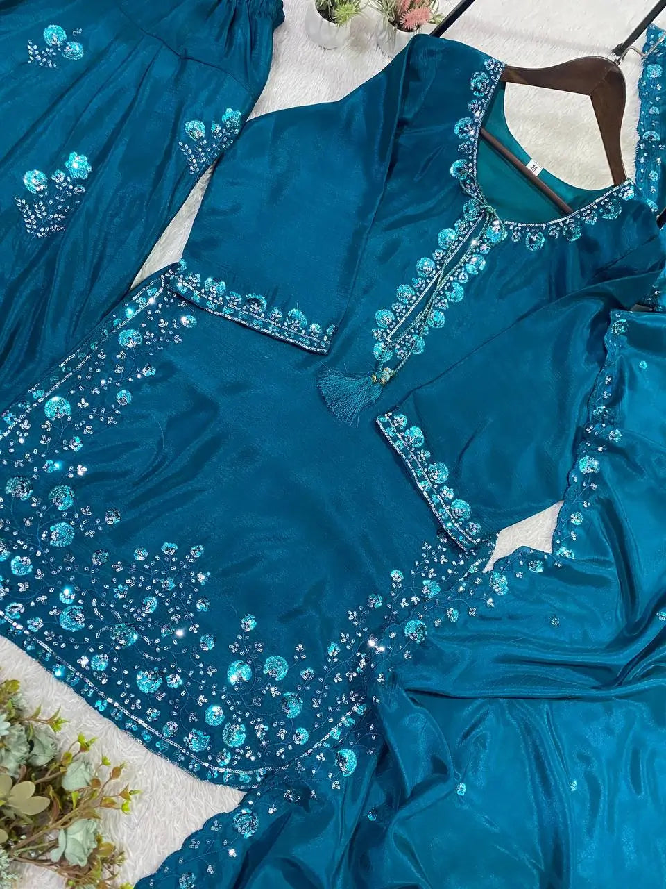 Elegant Chinon Farshi Suit Set for Festive and Wedding Wear