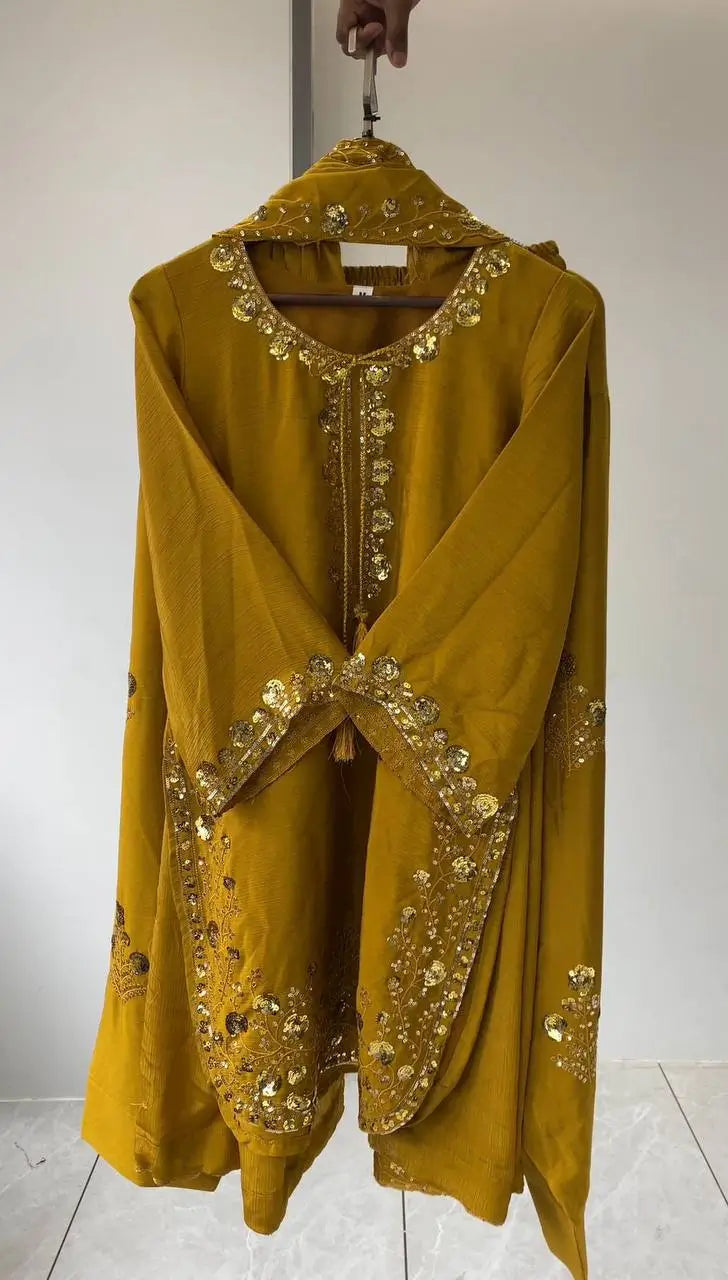 Elegant Chinon Farshi Suit Set for Festive and Wedding Wear