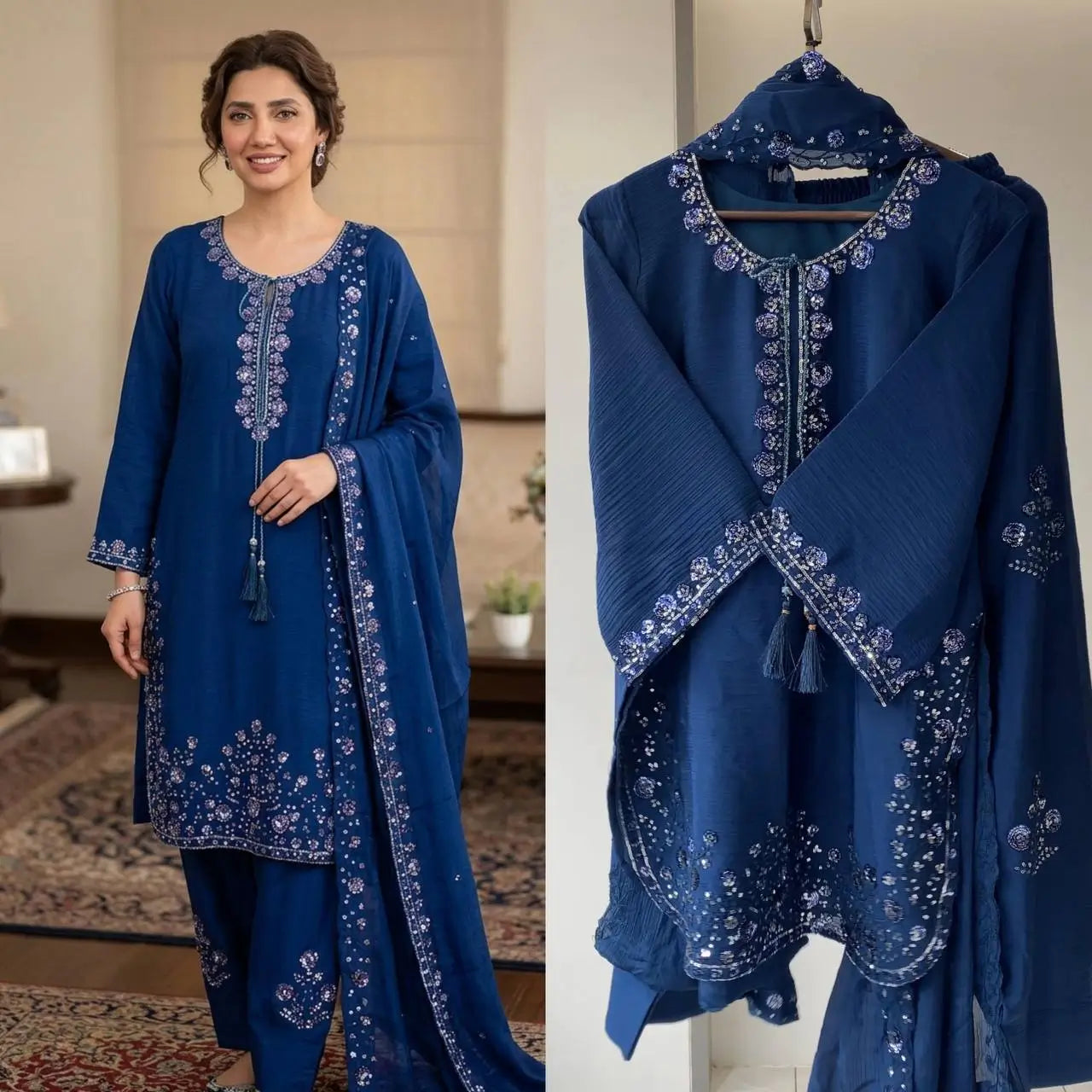 Elegant Chinon Farshi Suit Set for Festive and Wedding Wear