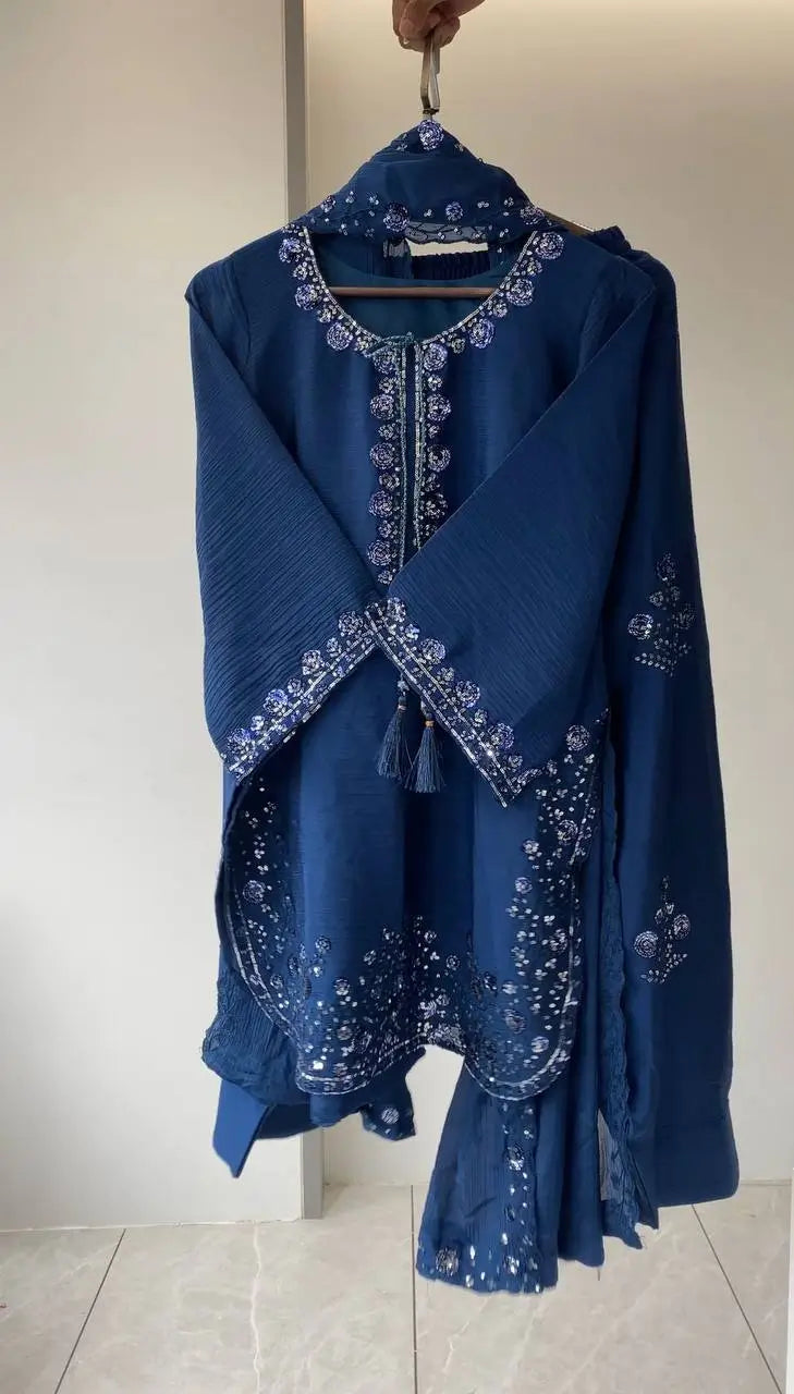 Elegant Chinon Farshi Suit Set for Festive and Wedding Wear