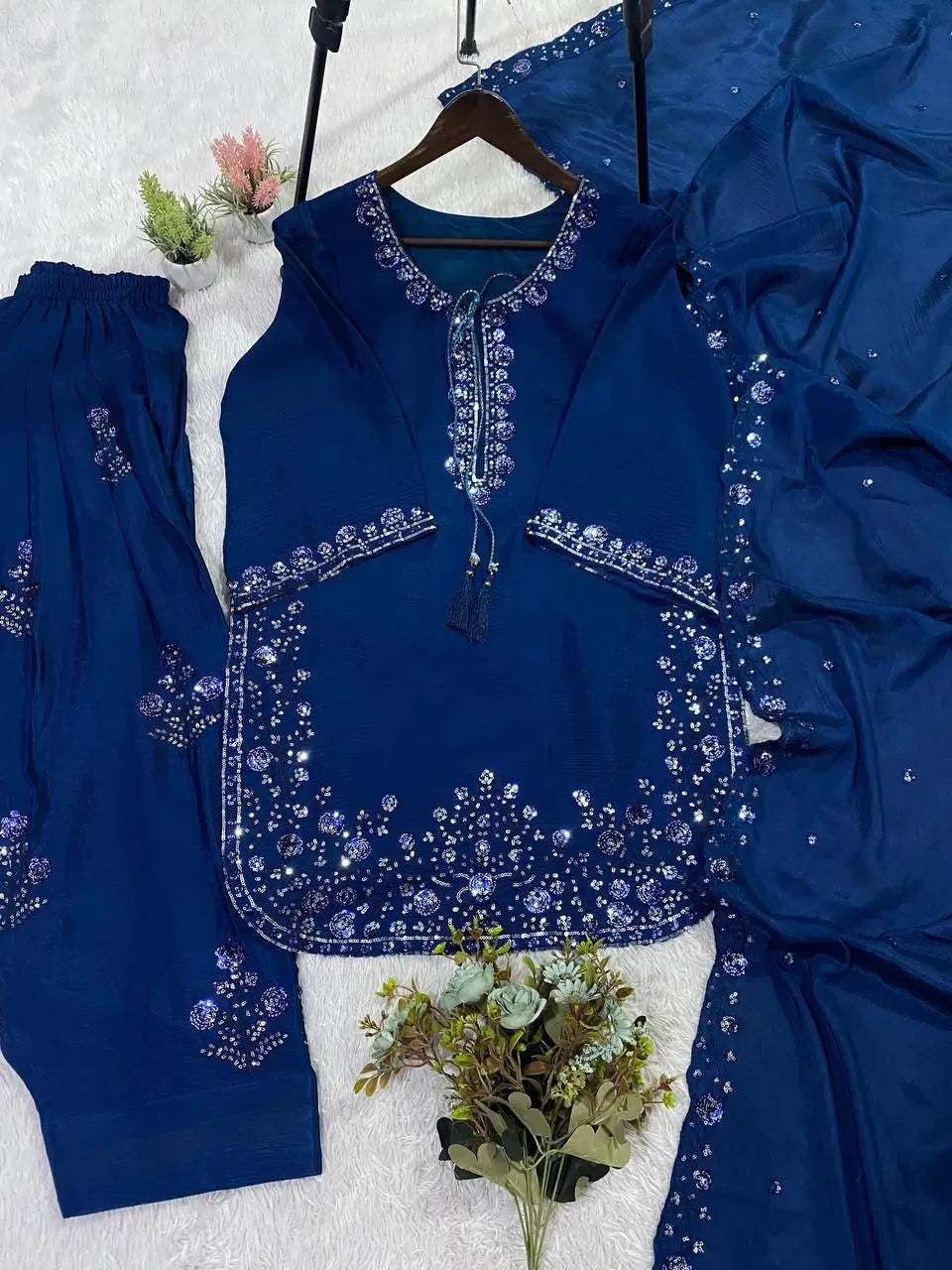 Elegant Chinon Farshi Suit Set for Festive and Wedding Wear