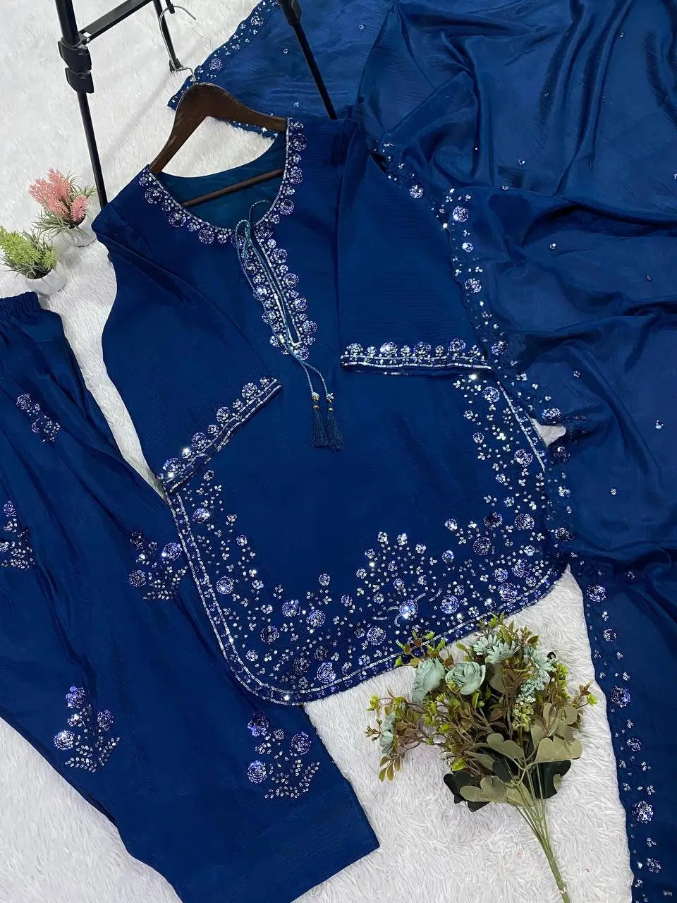 Elegant Chinon Farshi Suit Set for Festive and Wedding Wear