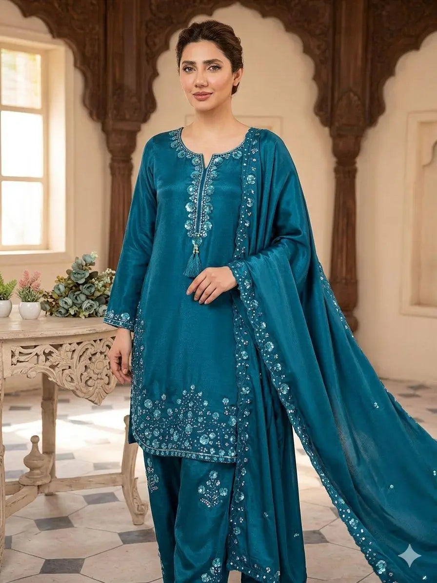 Elegant Chinon Farshi Suit Set for Festive and Wedding Wear