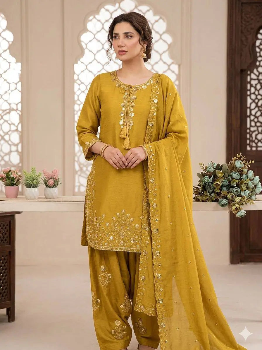 Elegant Chinon Farshi Suit Set for Festive and Wedding Wear