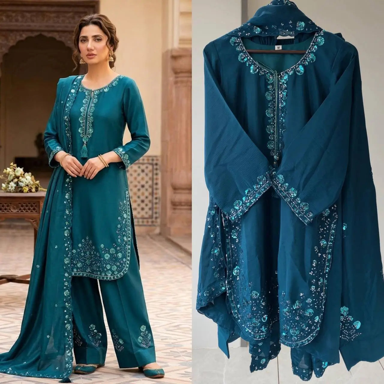 Elegant Chinon Farshi Suit Set for Festive and Wedding Wear