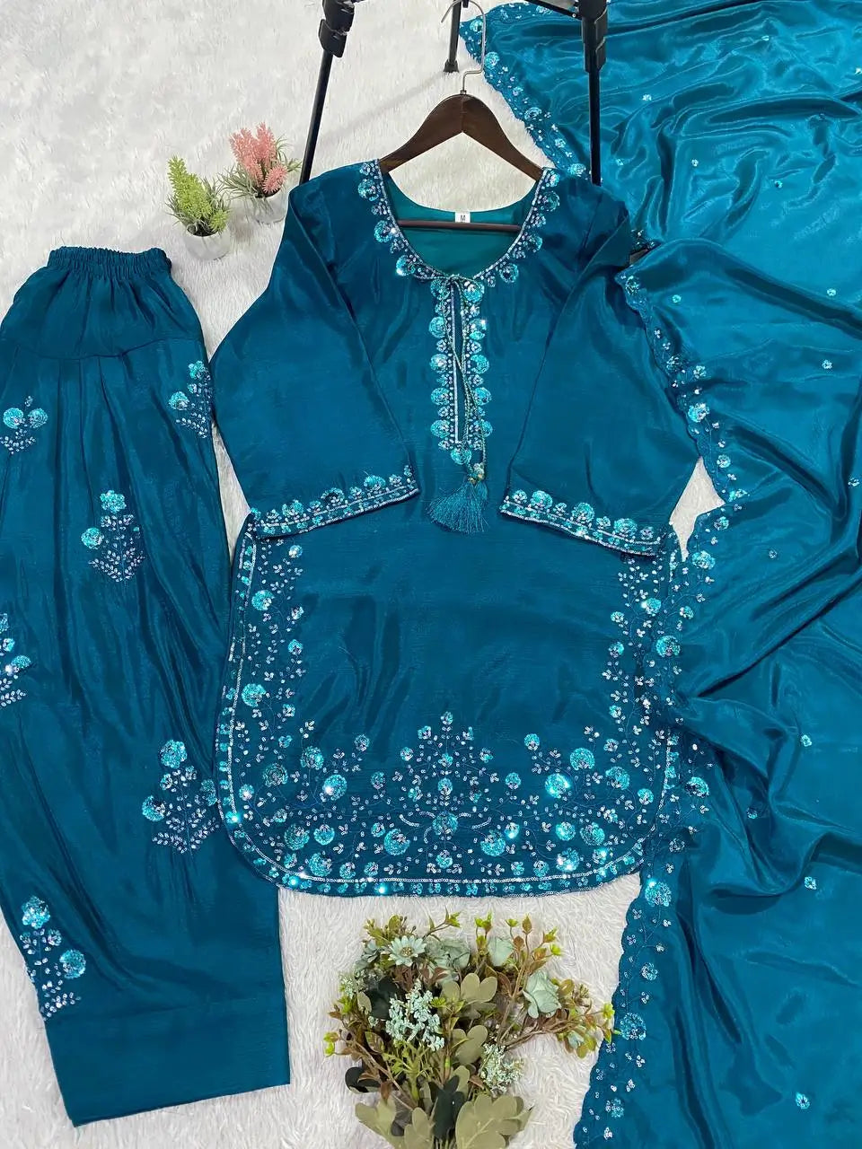 Elegant Chinon Farshi Suit Set for Festive and Wedding Wear