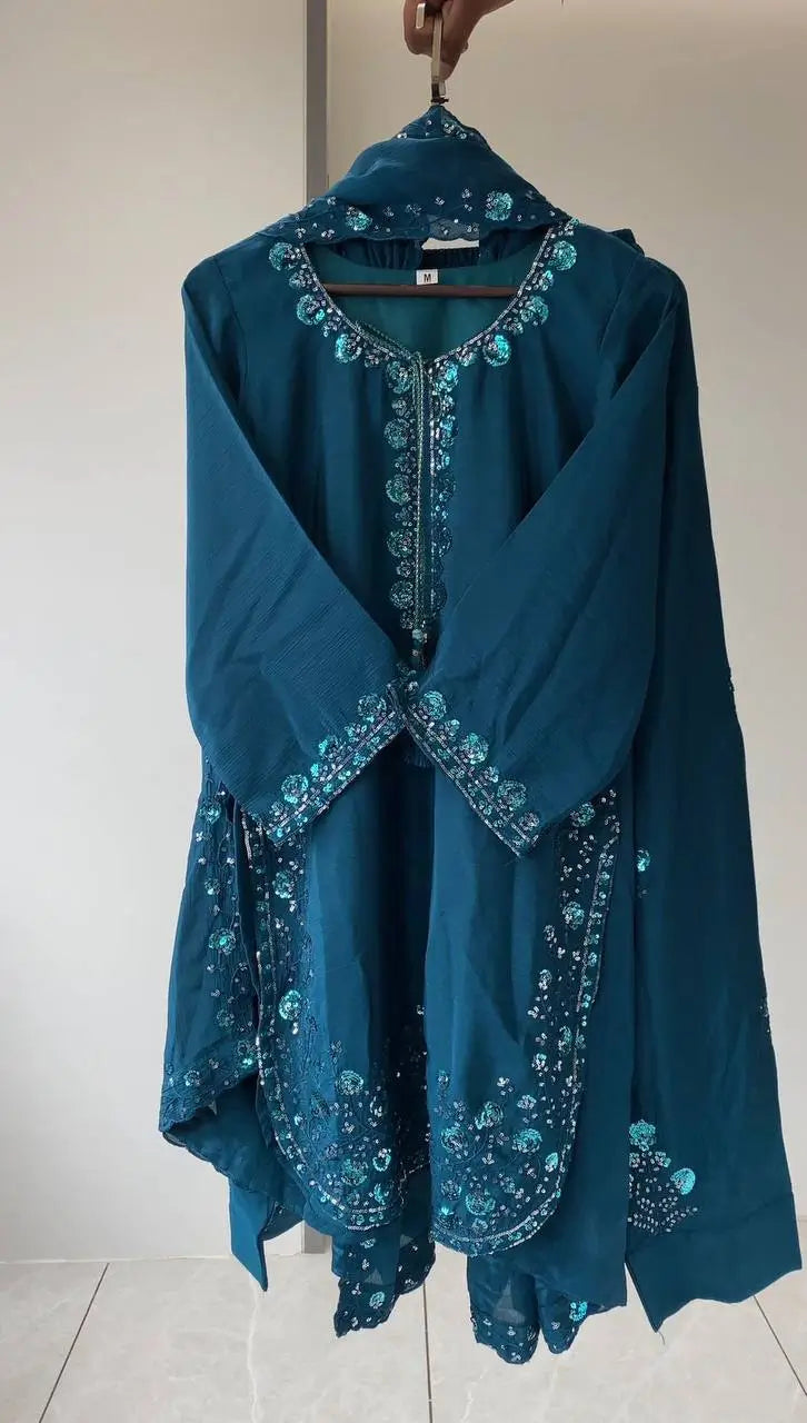 Elegant Chinon Farshi Suit Set for Festive and Wedding Wear