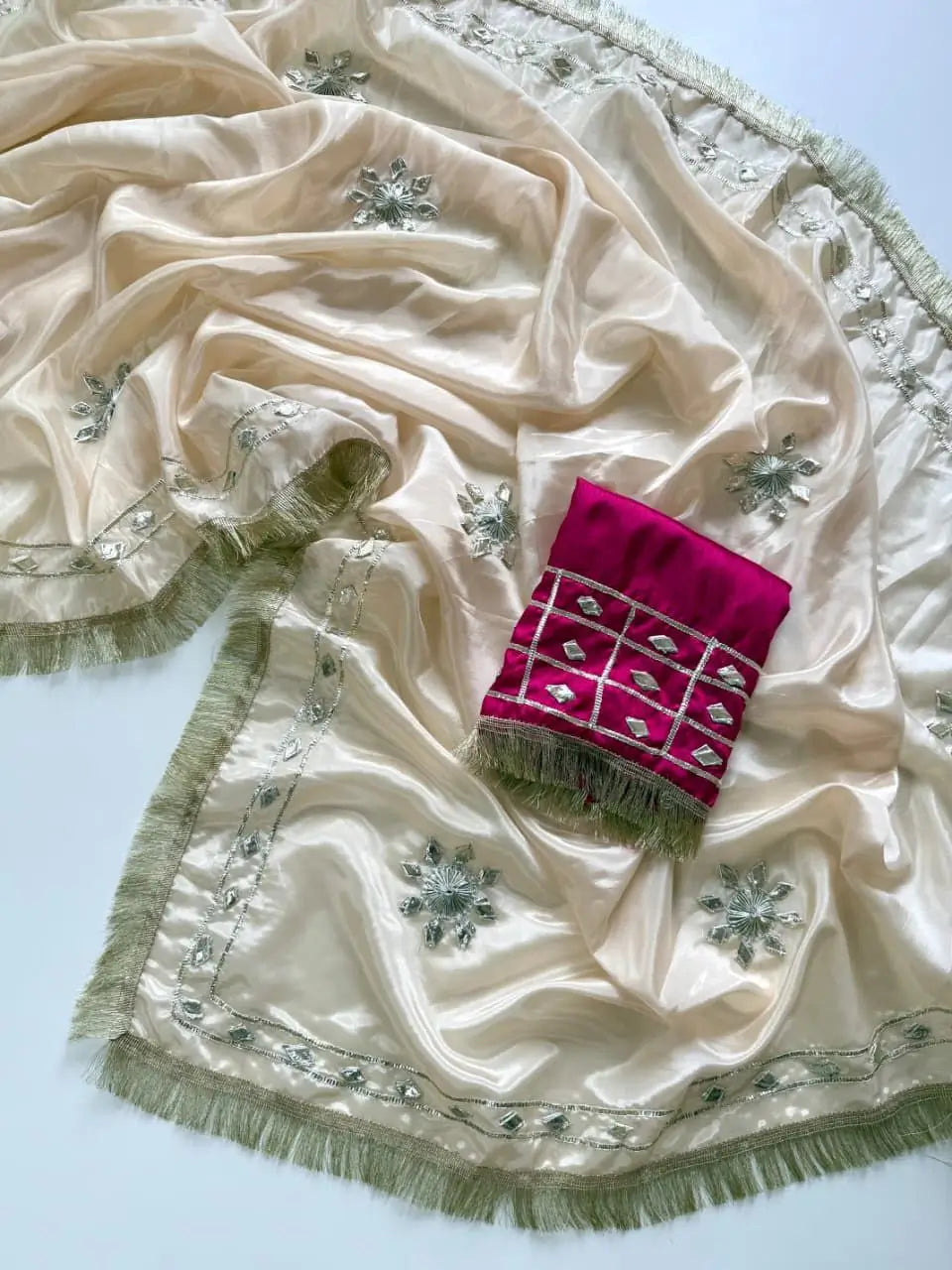 Elegant Chinon Kachi Gotta Lace Border Saree for Festive and Wedding Wear