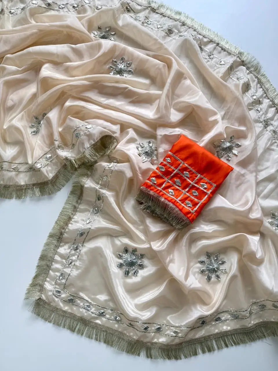 Elegant Chinon Kachi Gotta Lace Border Saree for Festive and Wedding Wear