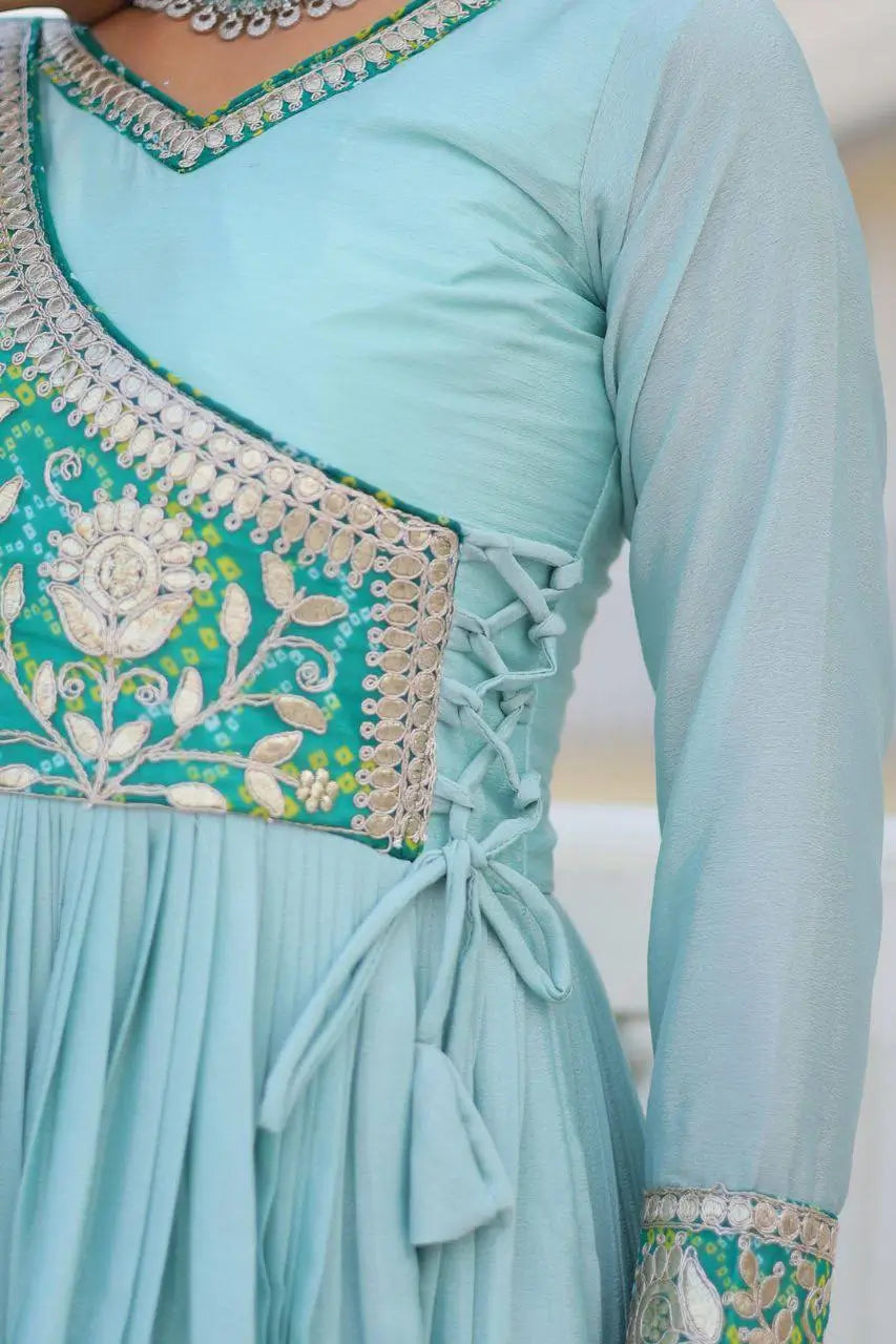 Elegant Chinon Printed Gown for Festive and Occasion Wear