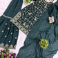 Elegant Chinon Semi Beads Embroidered Kurti Palazzo Set for Festive and Wedding Wear