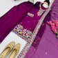 Elegant Chinon Silk Embroidered Suit Set for Festive and Wedding Wear