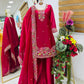 Elegant Chinon Silk Embroidered Suit Set for Festive and Wedding Wear