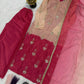 Elegant Chinon Silk Handwork Suit Set for Festive and Party Wear