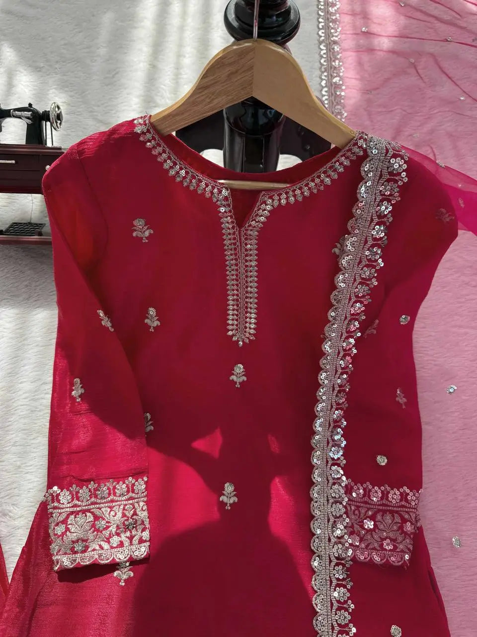Elegant Chinon Silk Plazo Set for Festive and Wedding Wear