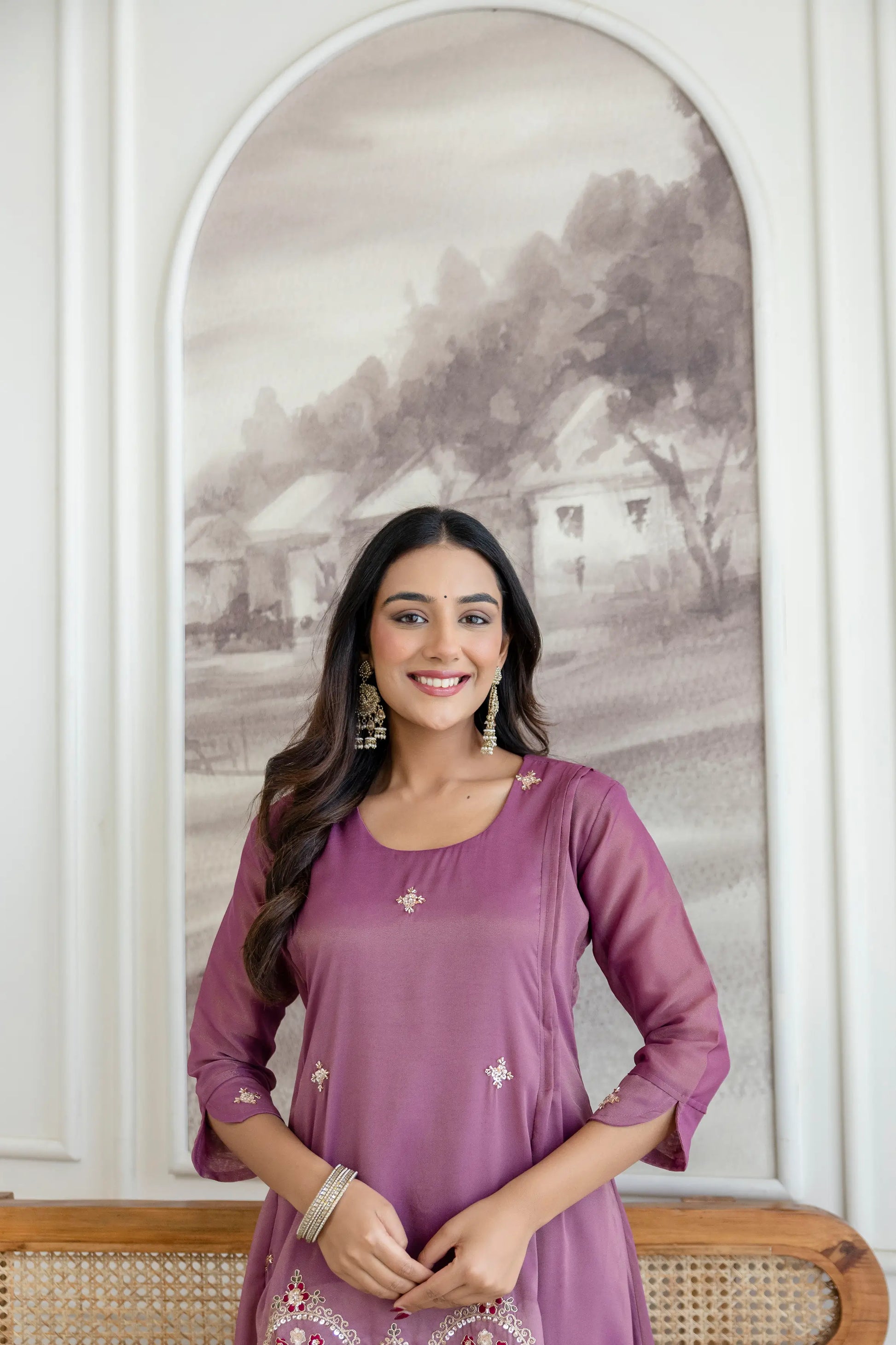 Elegant Cosmos Shimmer Kurti Pant Set for Festive and Occasion Wear