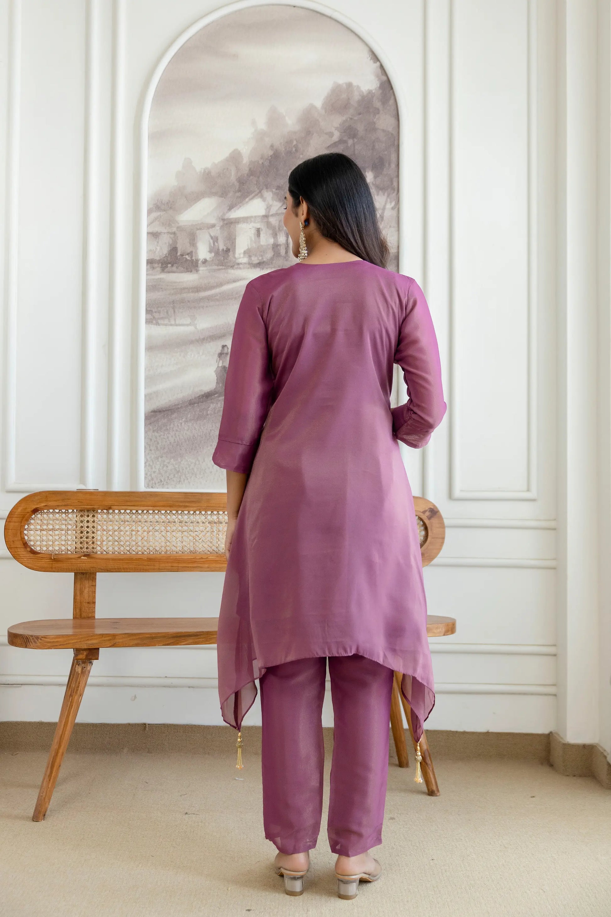 Elegant Cosmos Shimmer Kurti Pant Set for Festive and Occasion Wear