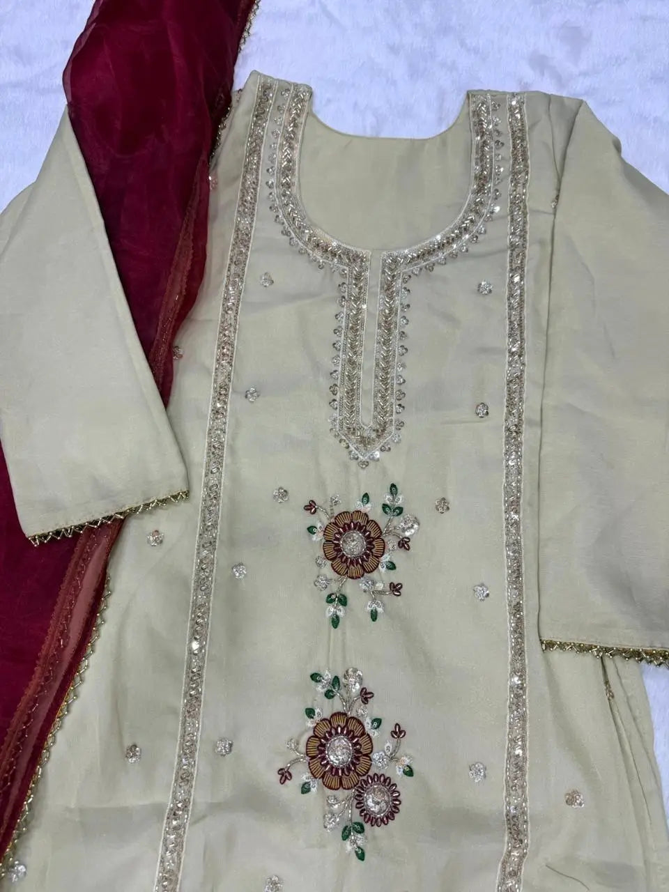 Elegant Cosmos Shimmer Kurti Plazzo Dupatta Set for Festive and Occasion Wear