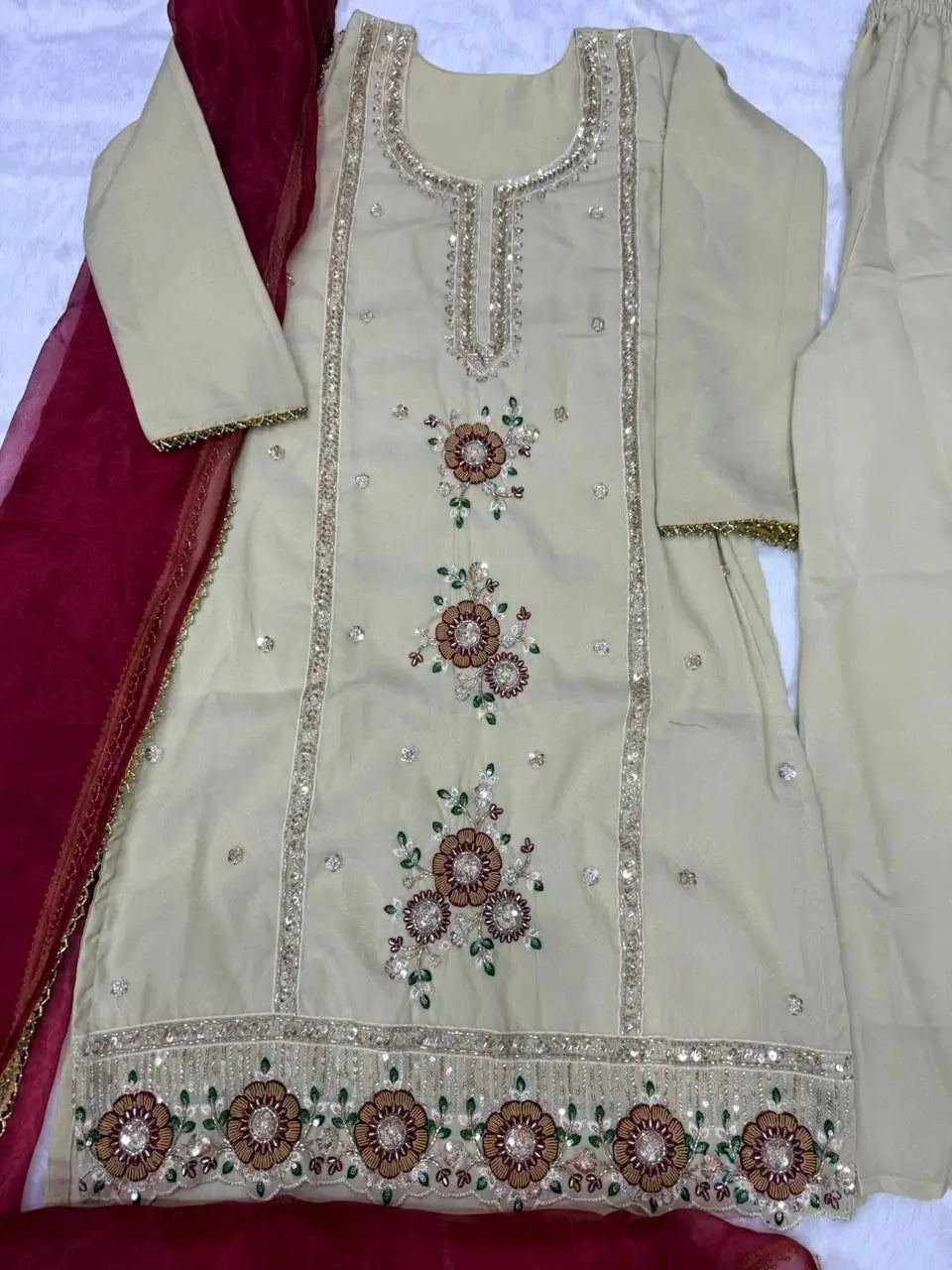 Elegant Cosmos Shimmer Kurti Plazzo Dupatta Set for Festive and Occasion Wear