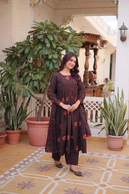 Elegant Cotton Embroidered Kurti Pant Dupatta Set for Festive and Daily Occasion Wear