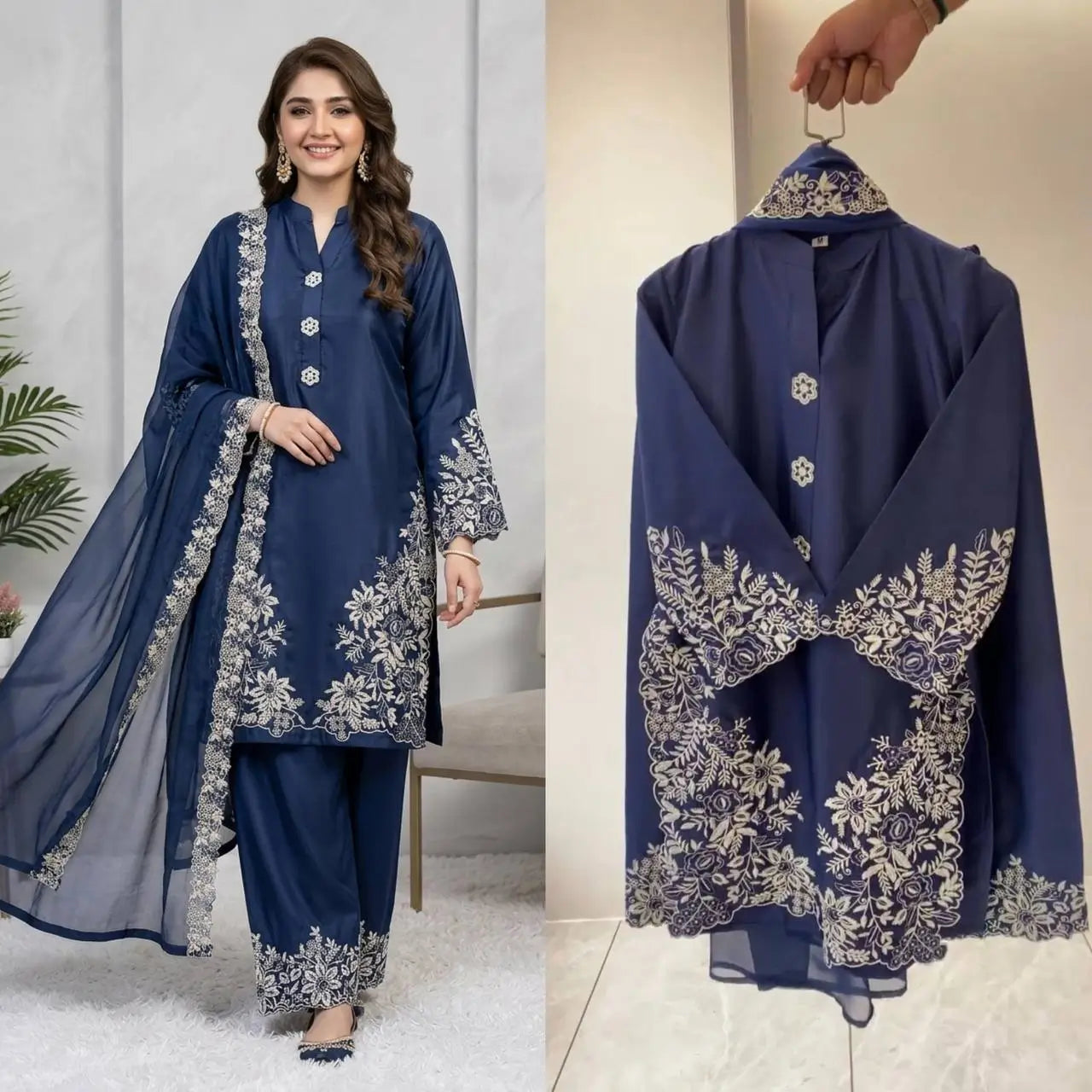 Elegant Crape Silk Plazzo Suit Set for Festive and Occasion Wear