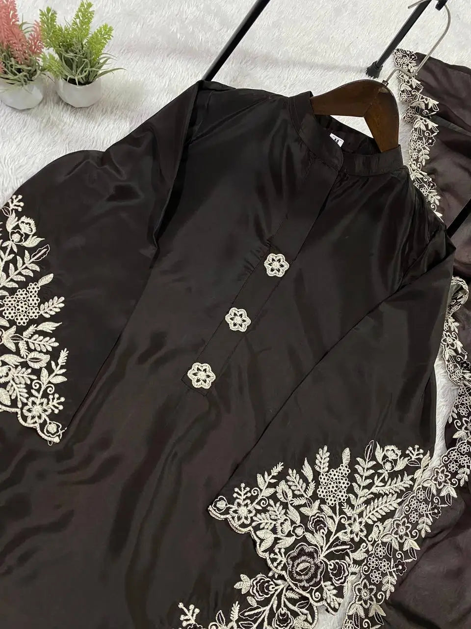 Elegant Crape Silk Plazzo Suit Set for Festive and Occasion Wear