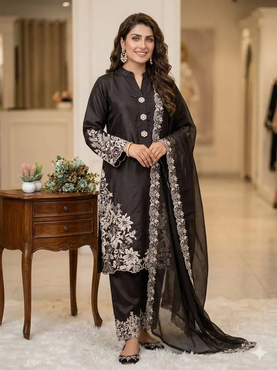 Elegant Crape Silk Plazzo Suit Set for Festive and Occasion Wear