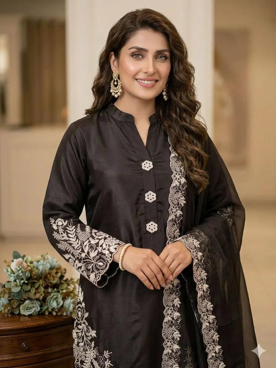 Elegant Crape Silk Plazzo Suit Set for Festive and Occasion Wear