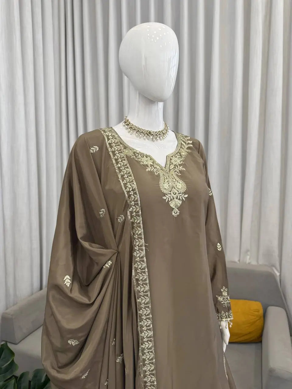 Elegant Crepe Embroidered Sharara Suit Set