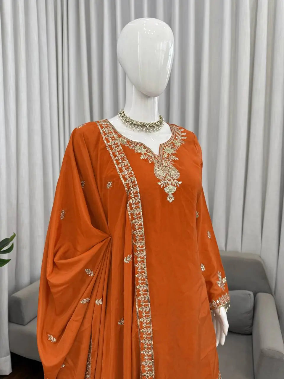 Elegant Crepe Embroidered Sharara Suit Set