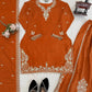 Elegant Crepe Embroidered Sharara Suit Set