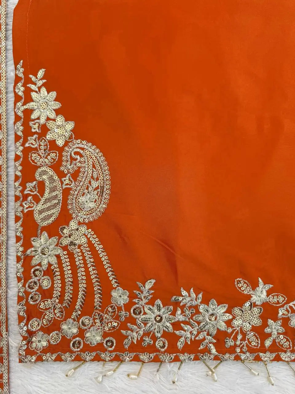Elegant Crepe Embroidered Sharara Suit Set