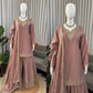 Elegant Crepe Embroidered Sharara Suit Set