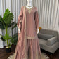 Elegant Crepe Embroidered Sharara Suit Set
