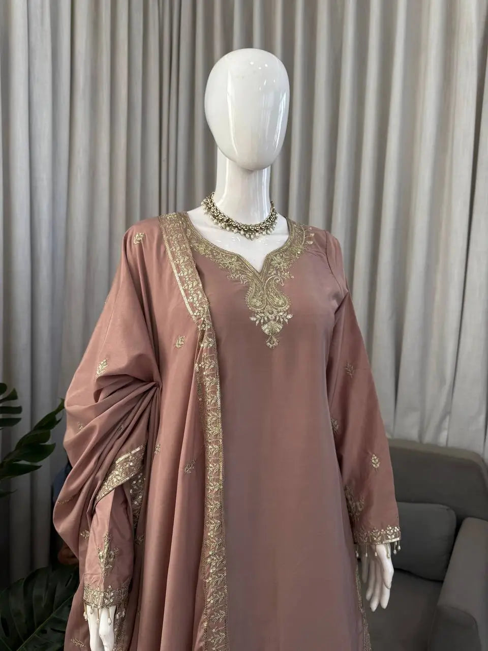 Elegant Crepe Embroidered Sharara Suit Set
