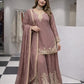 Elegant Crepe Embroidered Sharara Suit Set