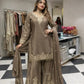 Elegant Crepe Embroidered Sharara Suit Set