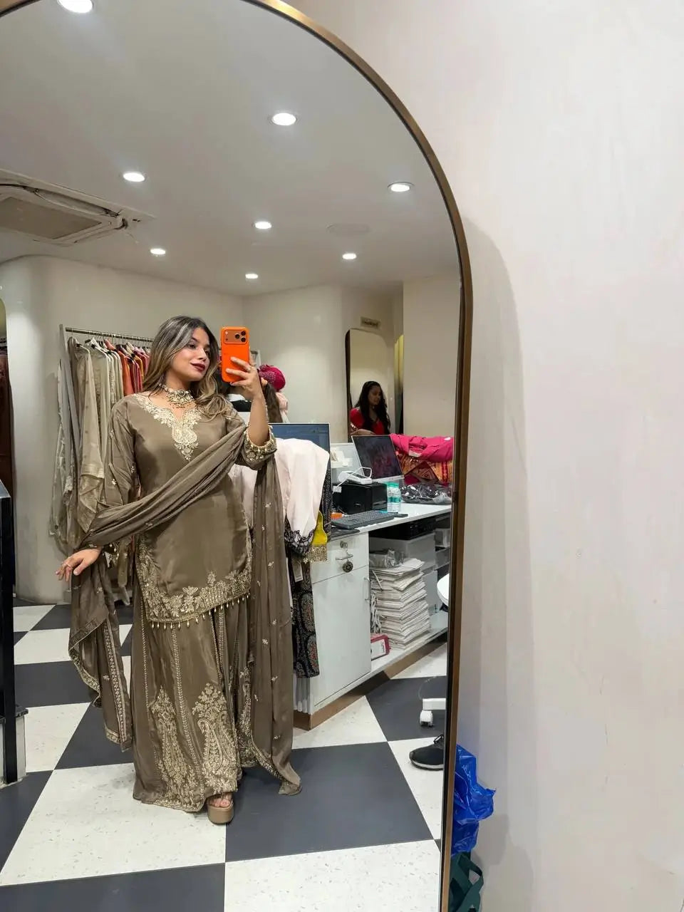 Elegant Crepe Embroidered Sharara Suit Set