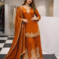 Elegant Crepe Embroidered Sharara Suit Set