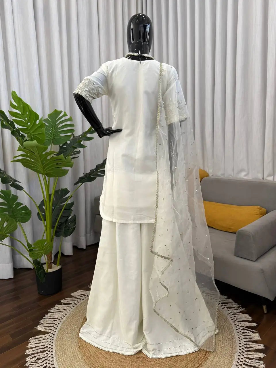 Elegant Crepe Palazzo Suit Set for Festive and Occasion Wear